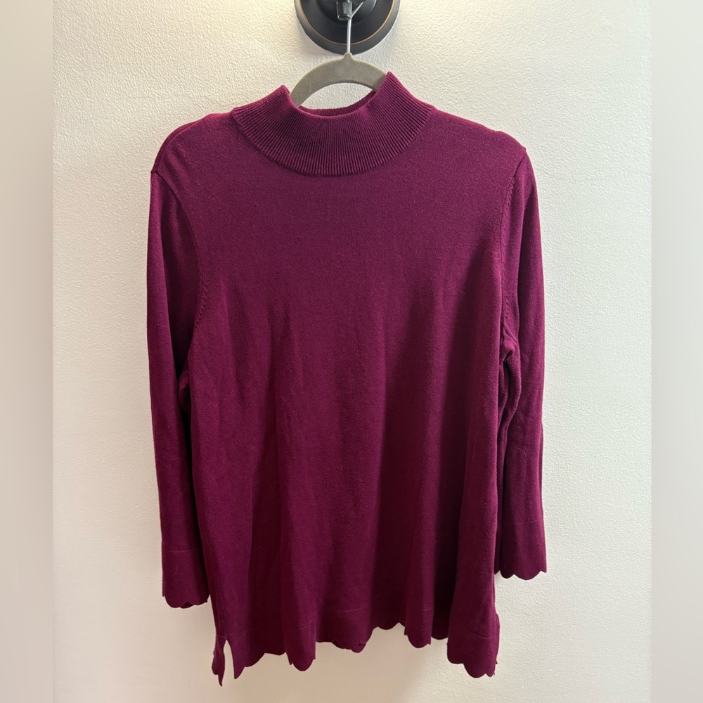 Isaac Mizrahi Purple Mock Turtleneck Tunic Sweater 1X